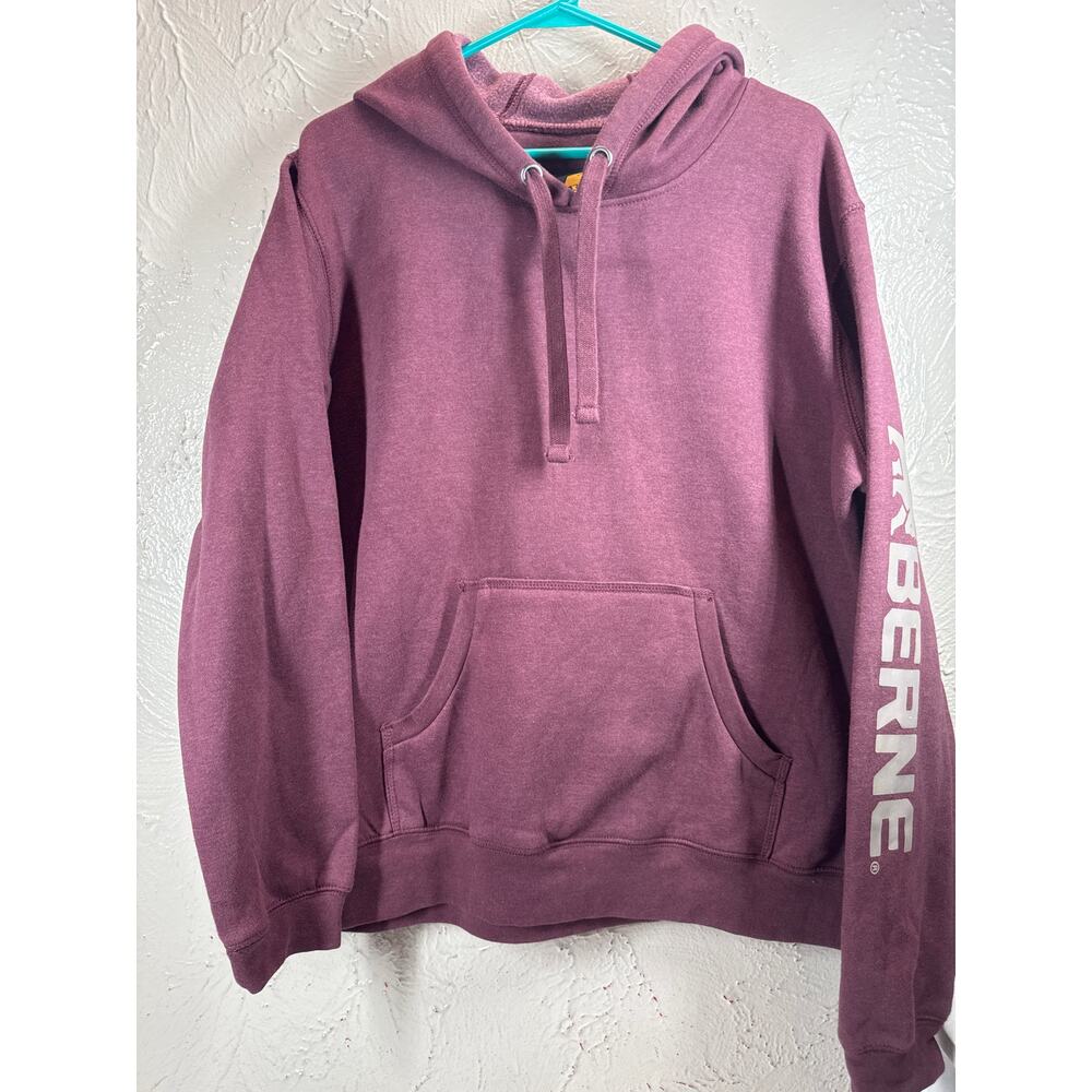 Berne Workwear Hoodie Womens Red Sweatshirt Pullover‎ Graphics Fleece Size XL